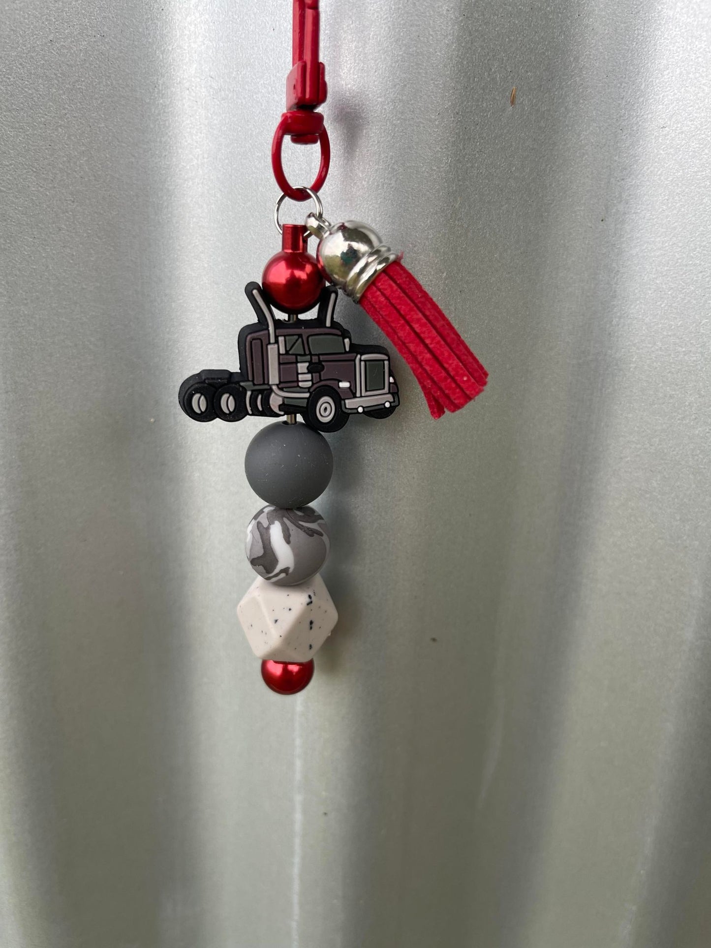 Keyring, beaded - Brown Truck