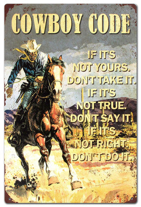 Tin Sign - Cowboy code