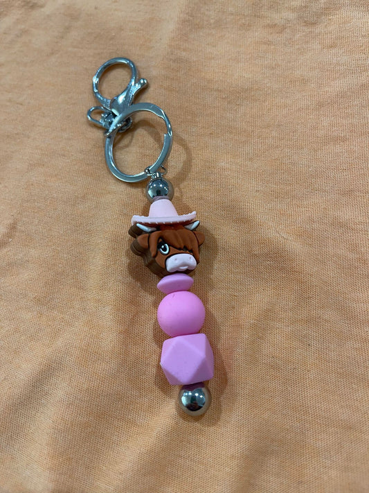 Pretty in pink Beaded Keyring