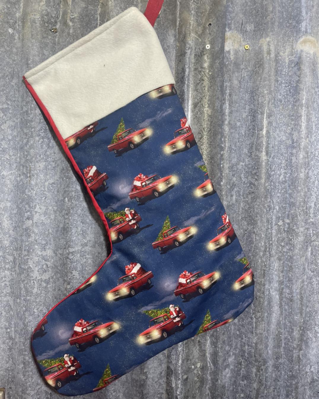 Christmas Stocking- Christmas trucks