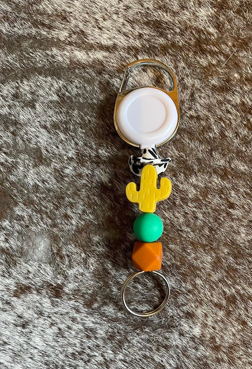Bright cactus Retractable beaded Lanyard