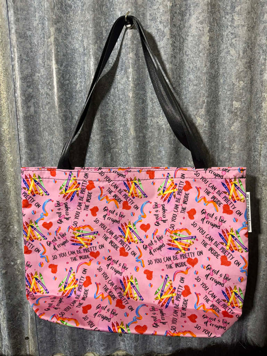 Fabric Shopping bag - (Ready Made) -SWEARING - Go eat a box of crayons
