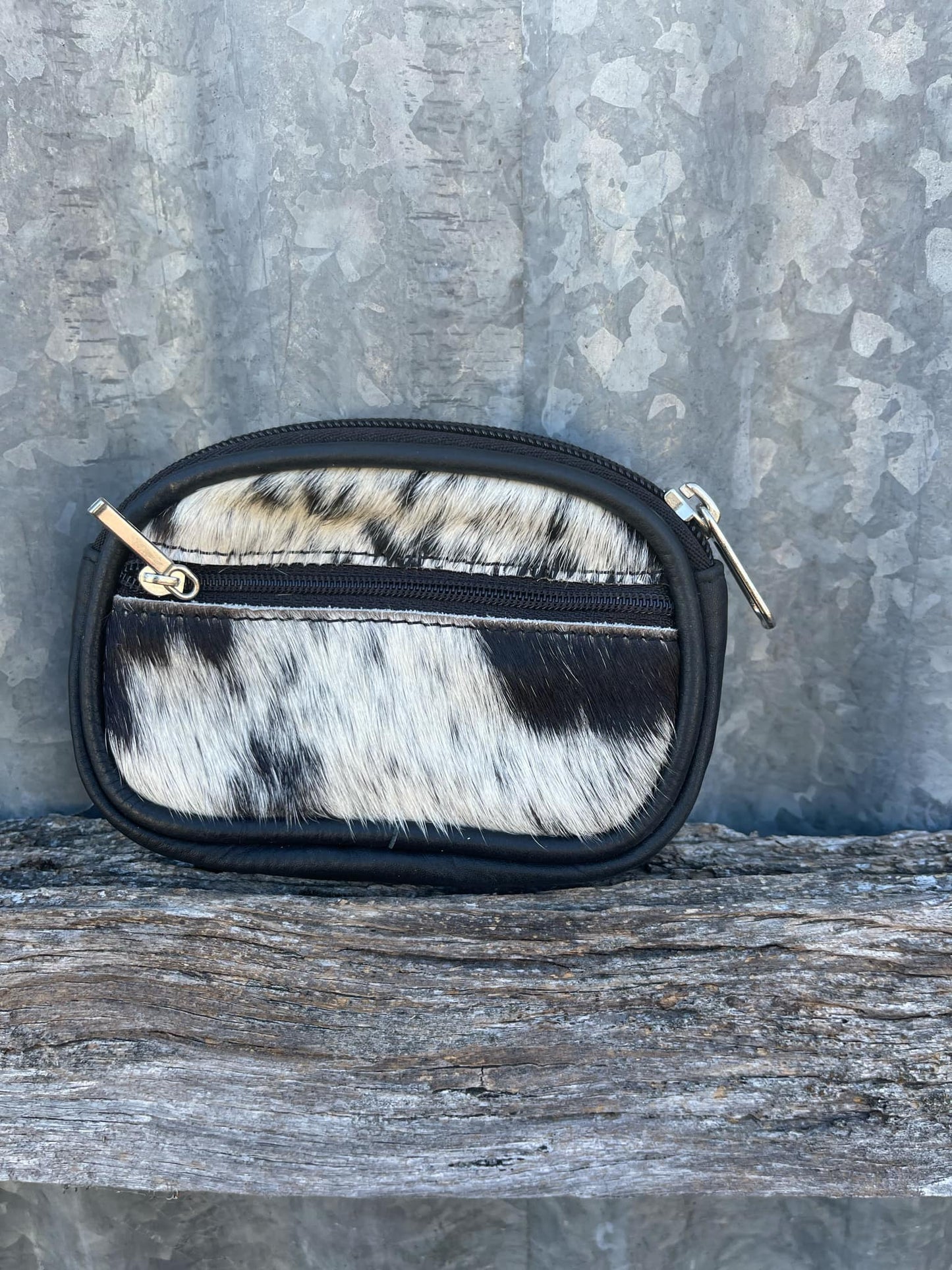 Cowhide Zippered Card Case