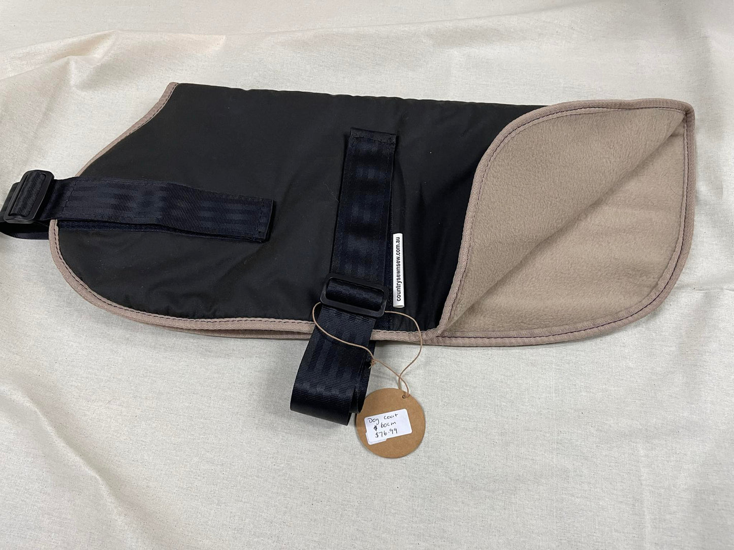 Ready made Dog Coat - Oilskin 60cm latte