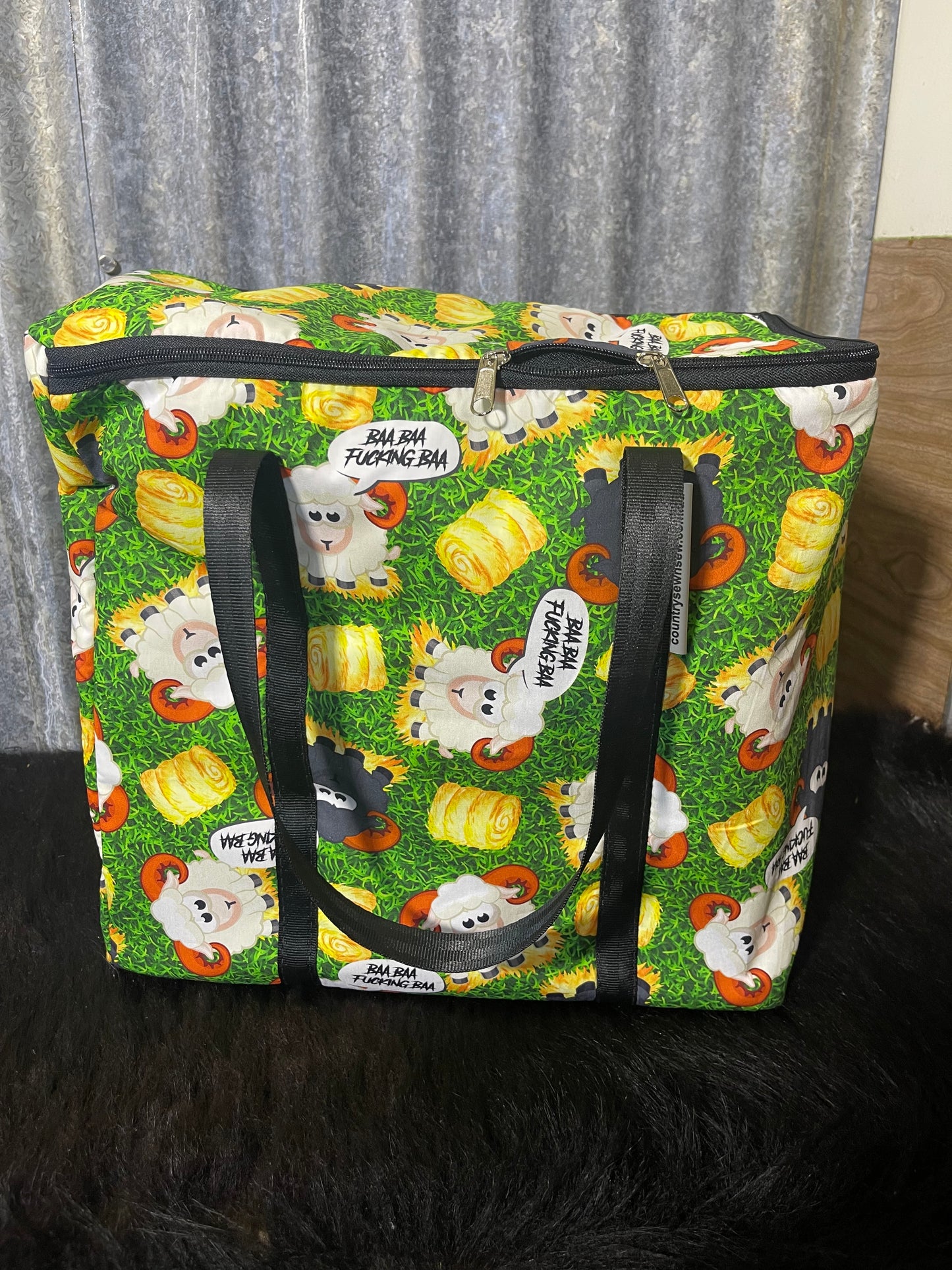 Insulated cooler bag - swearing sheep