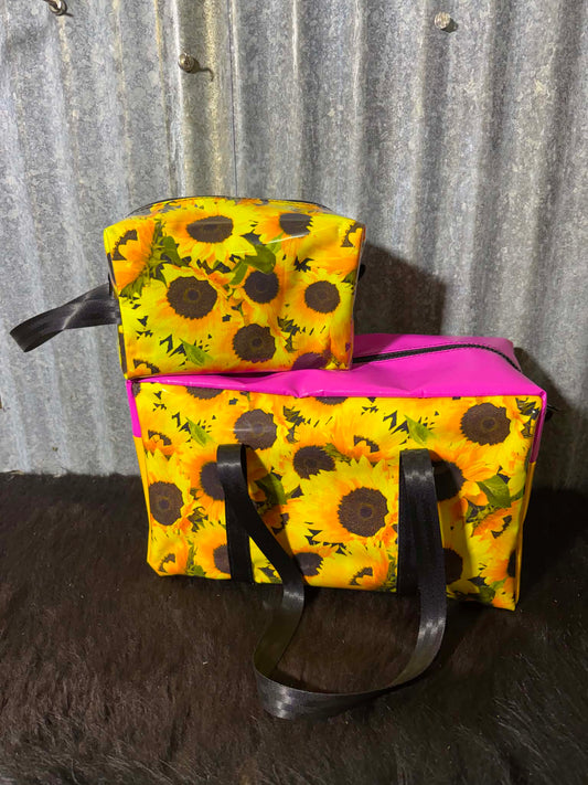 Ready made Overnight bag and toiletry bag set -  Sunflowers