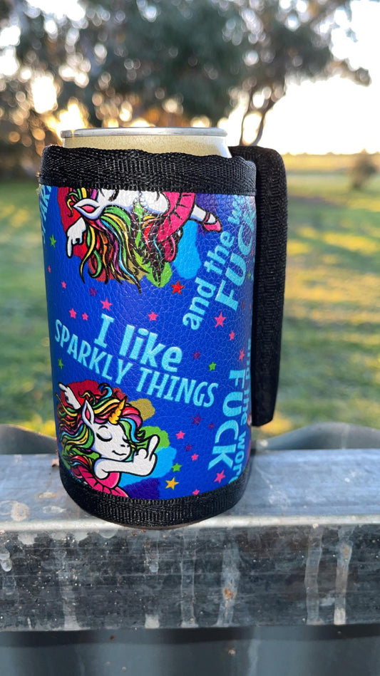 Vinyl Stubby Holder - I like sparkly things and the word fuck