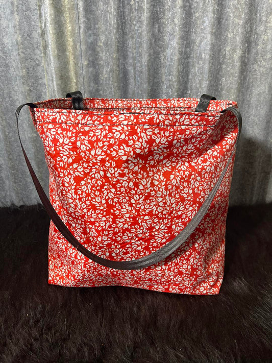 Ready made Fabric Shopping bag - red floral