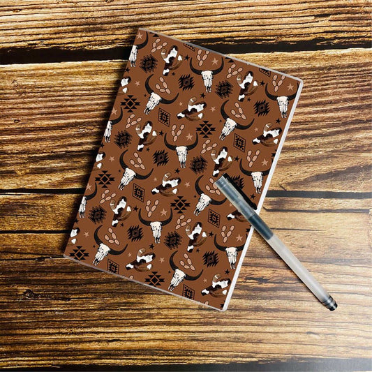 Western lined notebook - Skull and aztec