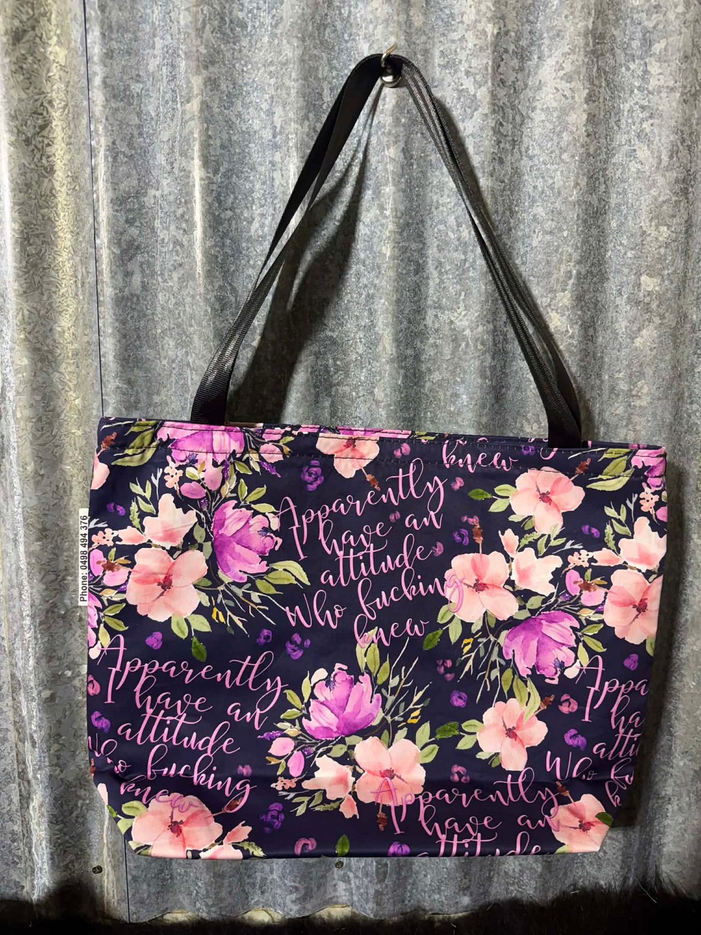 Fabric Shopping bag - (Ready  Made) -SWEARING - Apparently I have an attitude