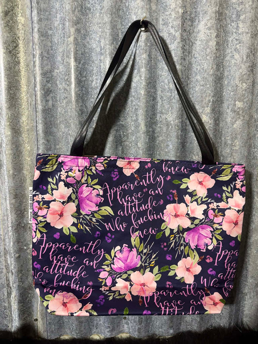 Fabric Shopping bag - (Ready  Made) -SWEARING - Apparently I have an attitude