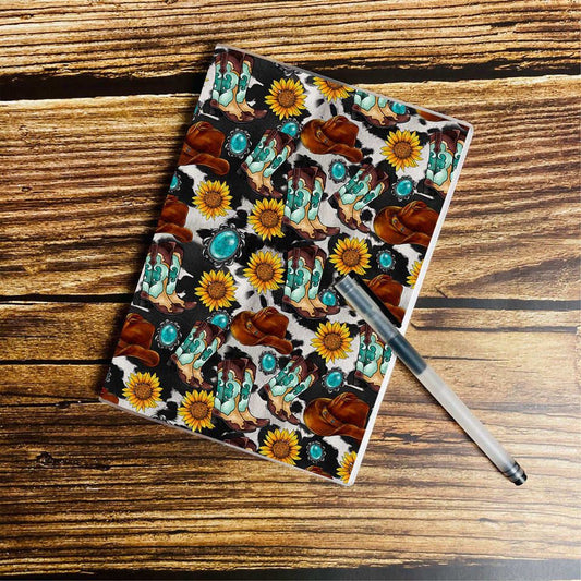 Western lined notebook -Cowhide and boots