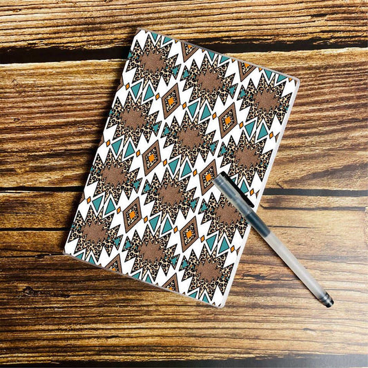 Western lined notebook -Leopard aztec