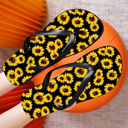 women's Flip Flops - Sunflowers