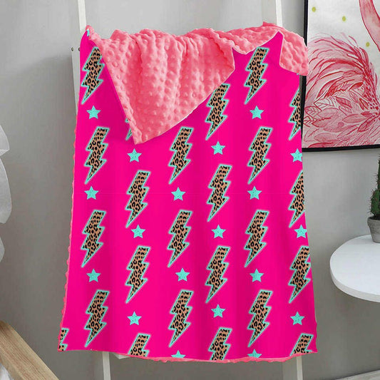 Cot Blanket - Mink backed - bright pink