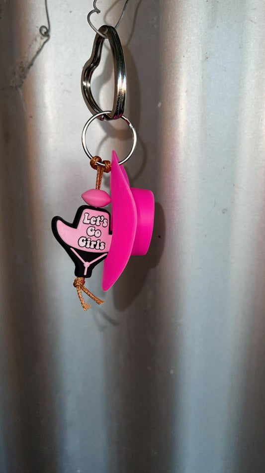 Cowboy hat keyring with Bead - Lets go girls