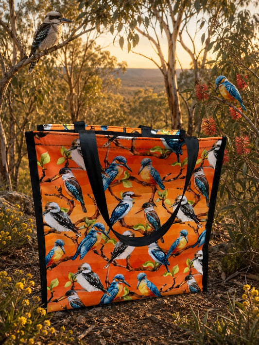 Pvc and fabric shopping bag - Birds, kookaburra's