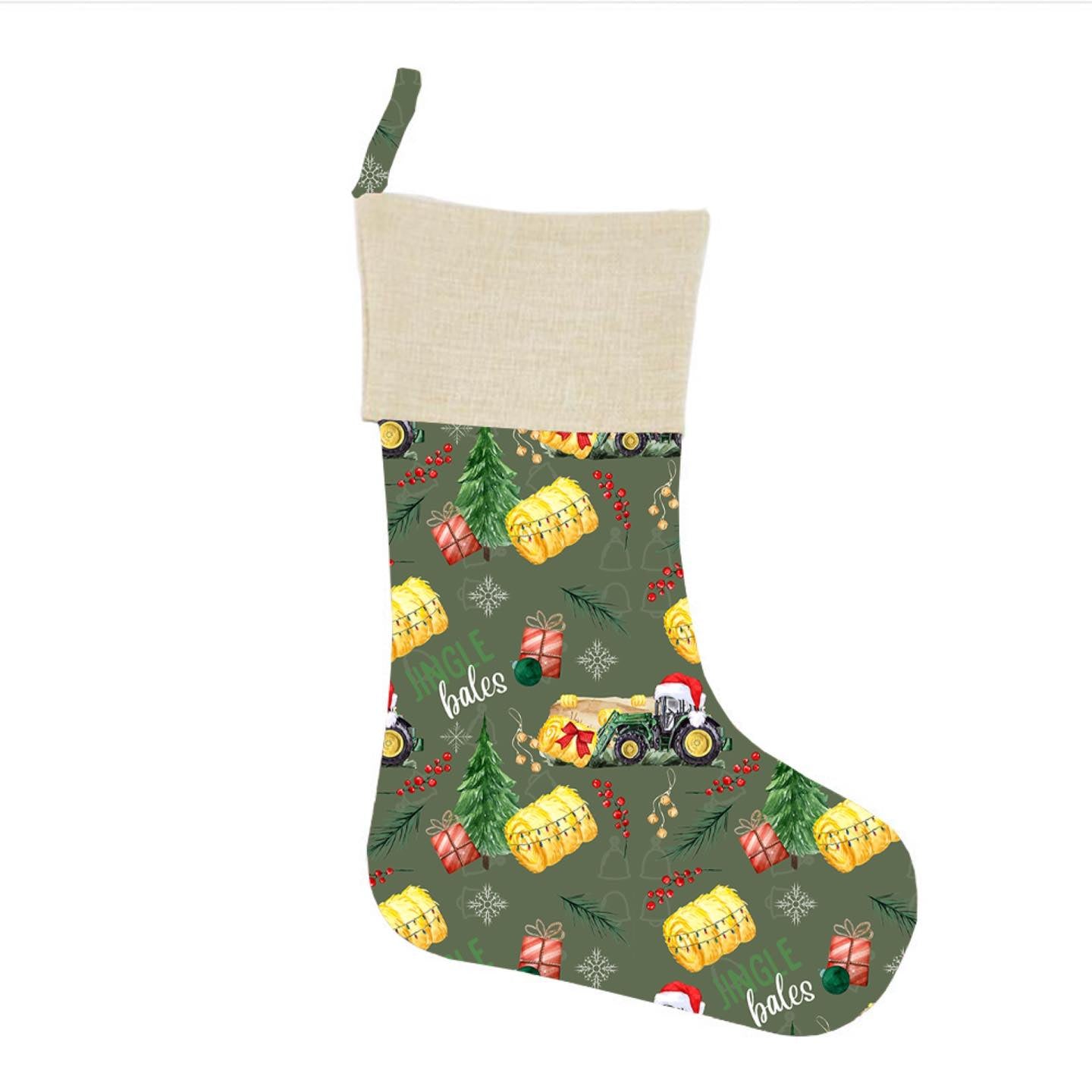 Christmas Stocking - Jingle Bales GREEN