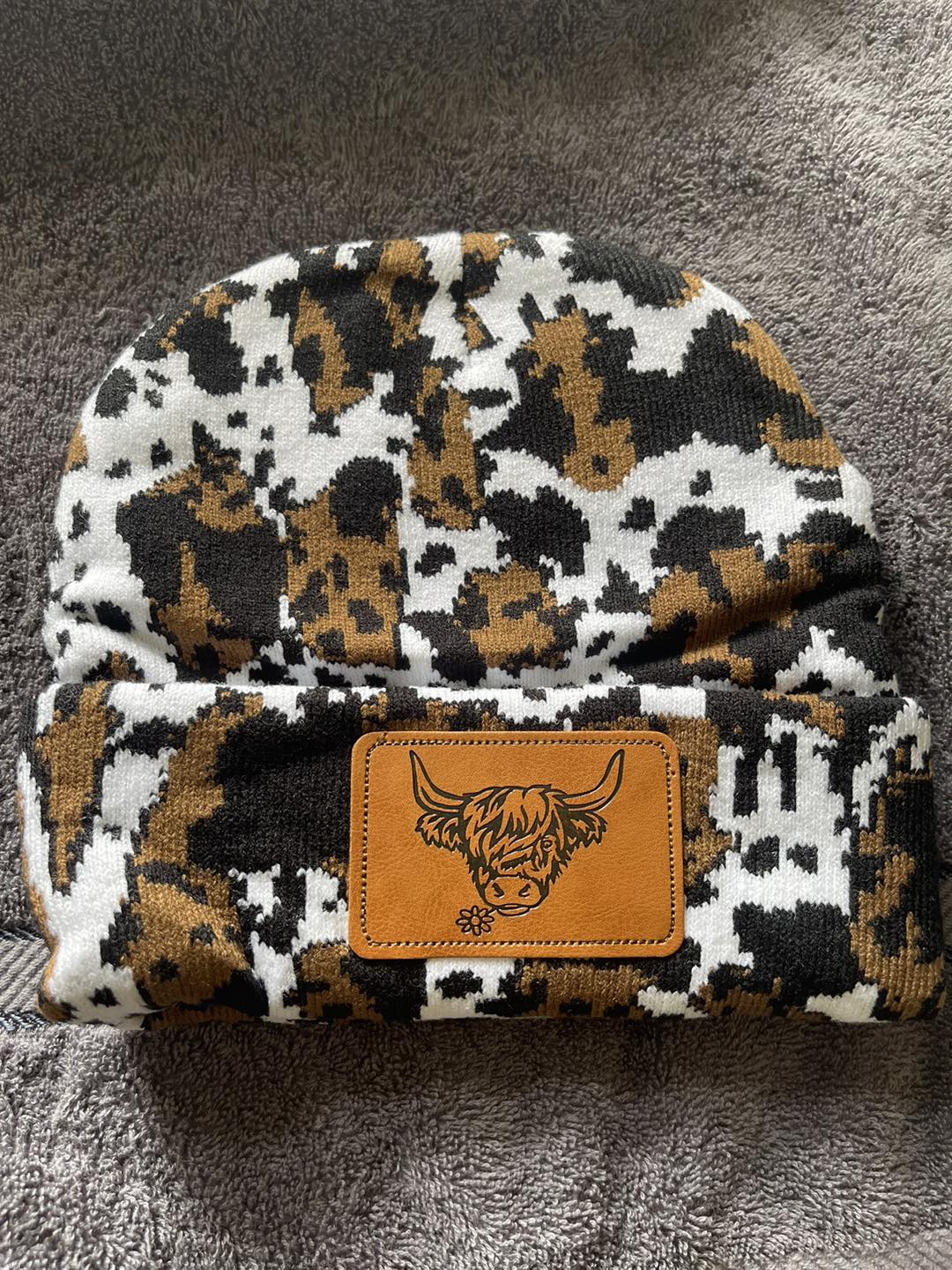 Cow print beanie - Highland cow 1