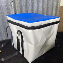 Milk crate bag - Light blue/white