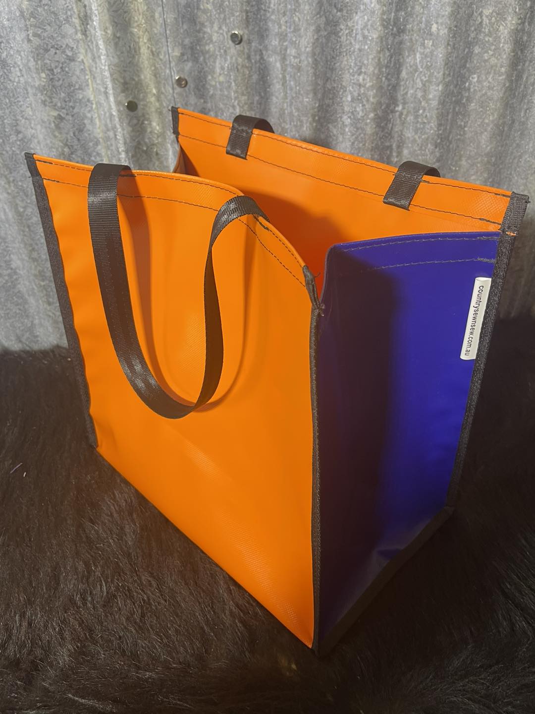 PVC Shopping bag -  (Ready Made) Orange, blue, yellow