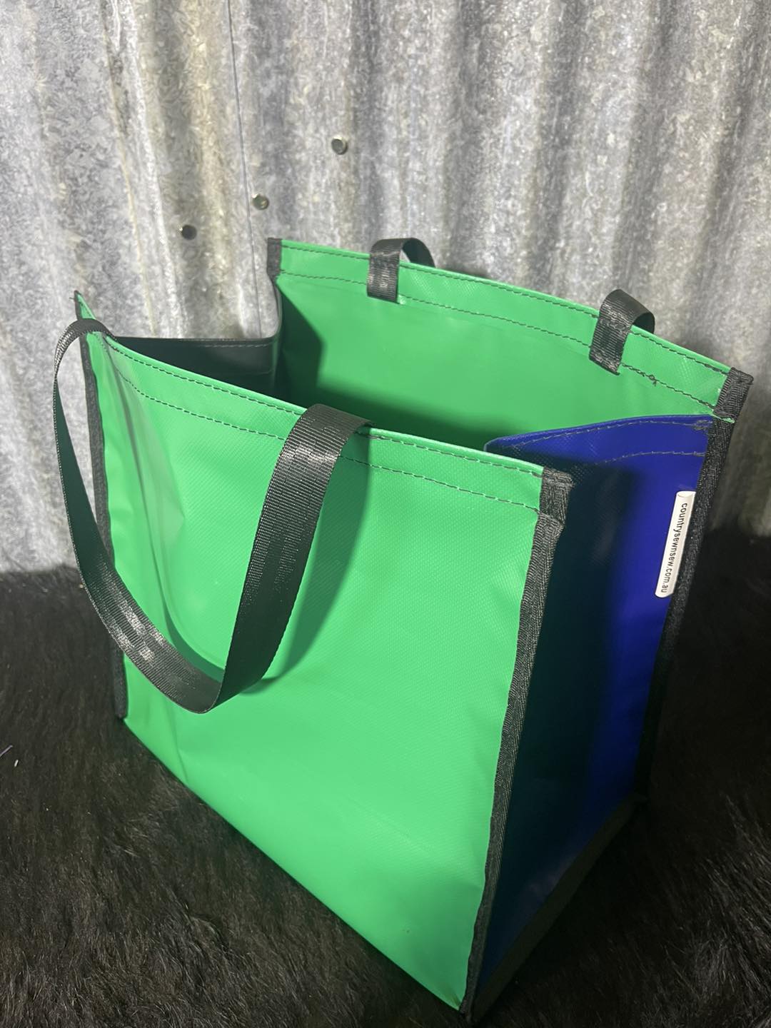 PVC Shopping bag -  (Ready Made) Green, blue, black