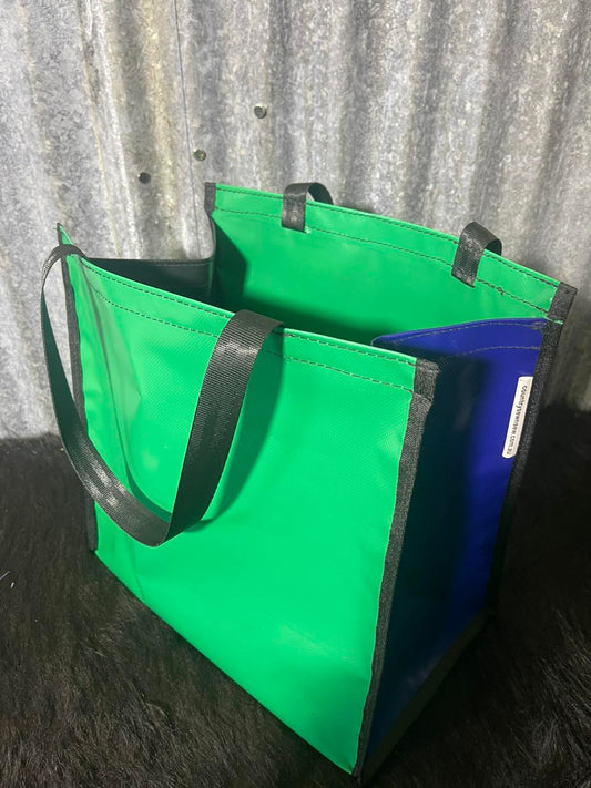 PVC Shopping bag -  (Ready Made) Green, blue, black