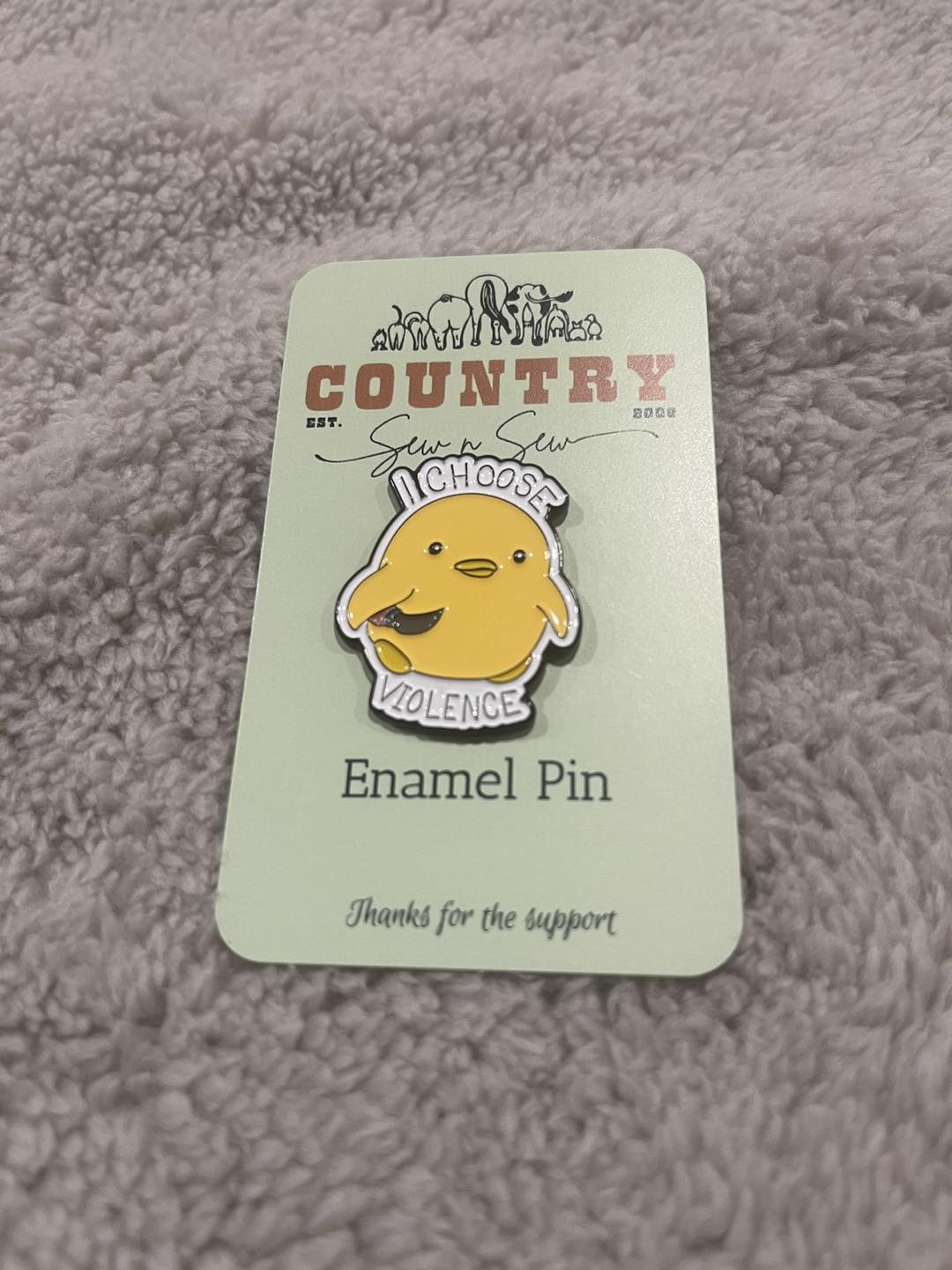 Enamel Hat Pin - I choose violence