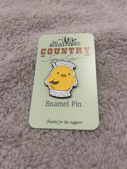 Enamel Hat Pin - I choose violence