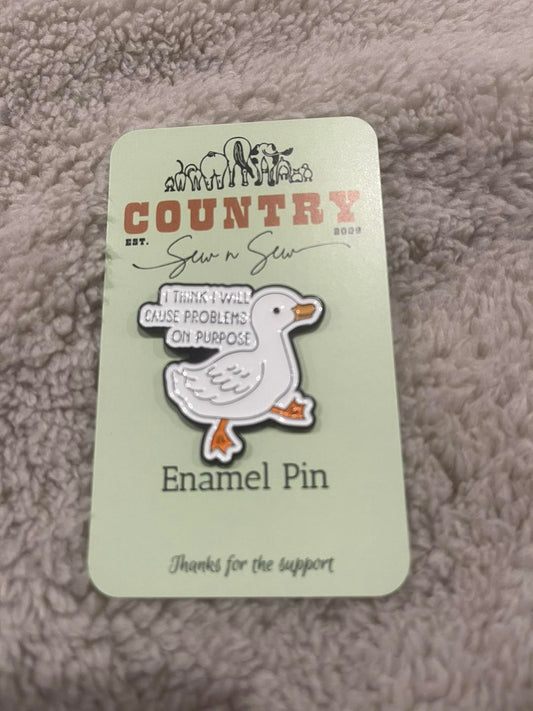Enamel Hat Pin - I think I will cause problems on purpose