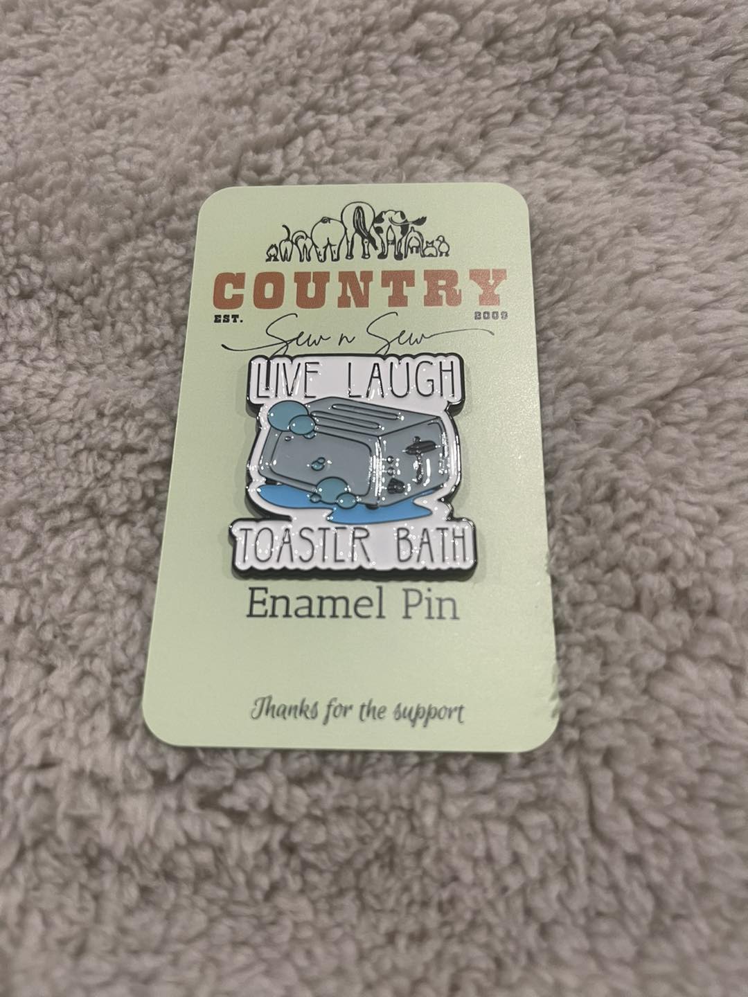 Enamel Hat Pin - Live, Laugh, Toaster bath