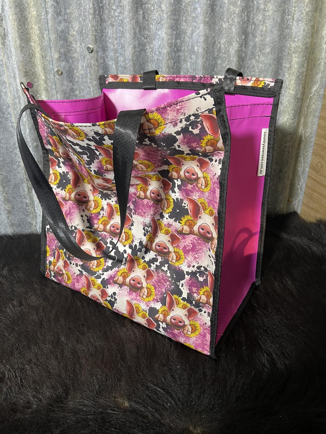 Pvc and fabric shopping bag - Piggies