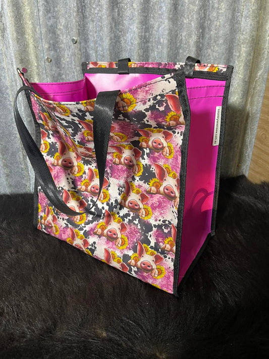 Pvc and fabric shopping bag - Piggies