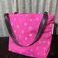 Fabric Shopping bag -(Ready Made) Pink Daisies