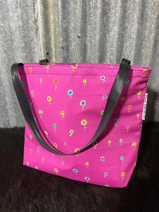 Fabric Shopping bag -(Ready Made) Pink Daisies