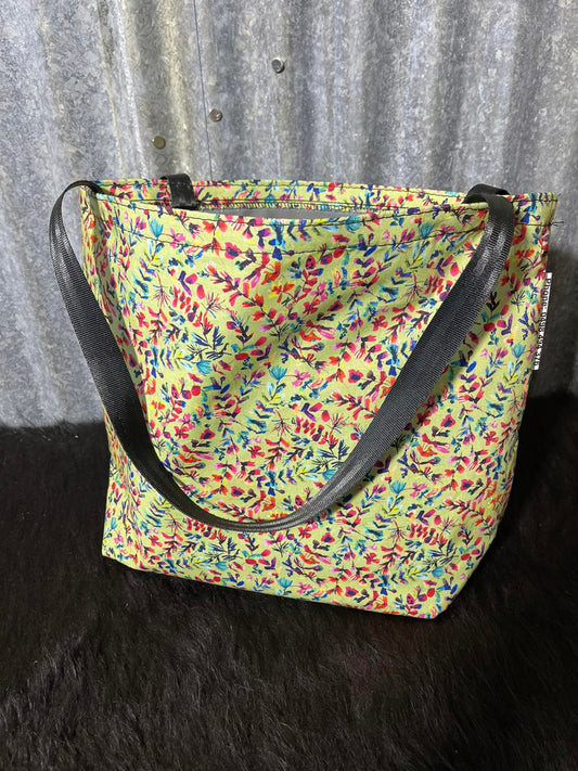 Fabric Shopping bag -(Ready Made) Green floral