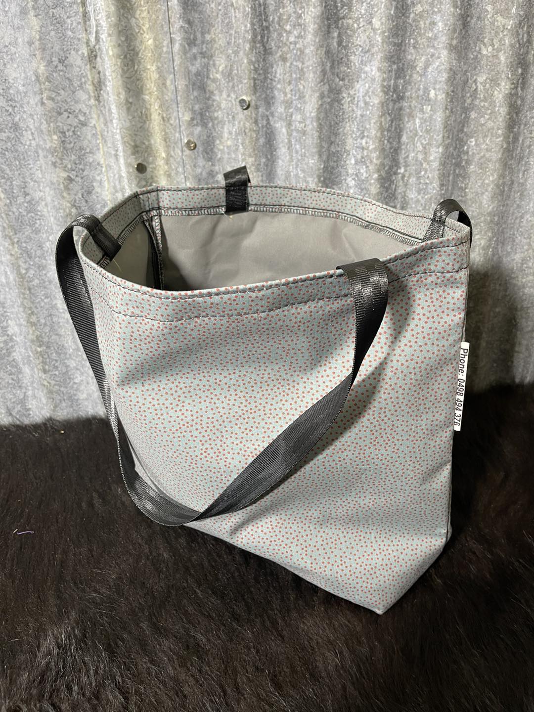 Fabric Shopping bag - (Ready Made) grey floral