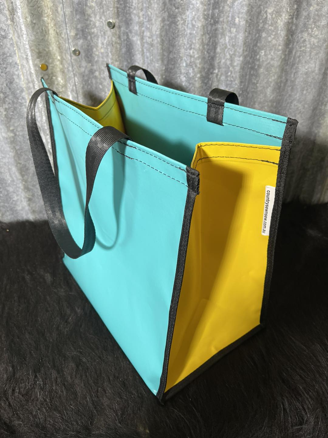 PVC Shopping bag -  Aqua, yellow