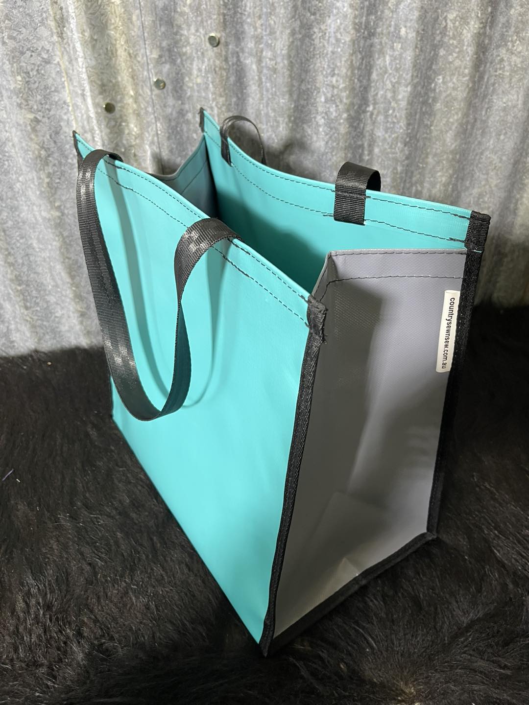 PVC Shopping bag -  Aqua, grey