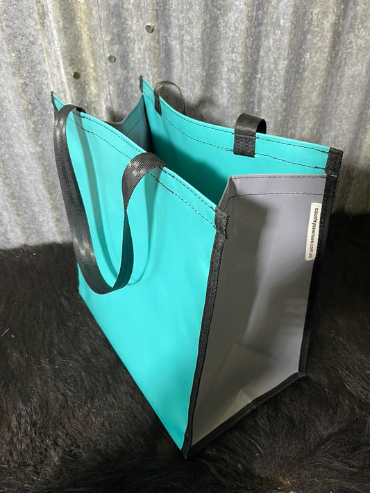 PVC Shopping bag -  Aqua, grey