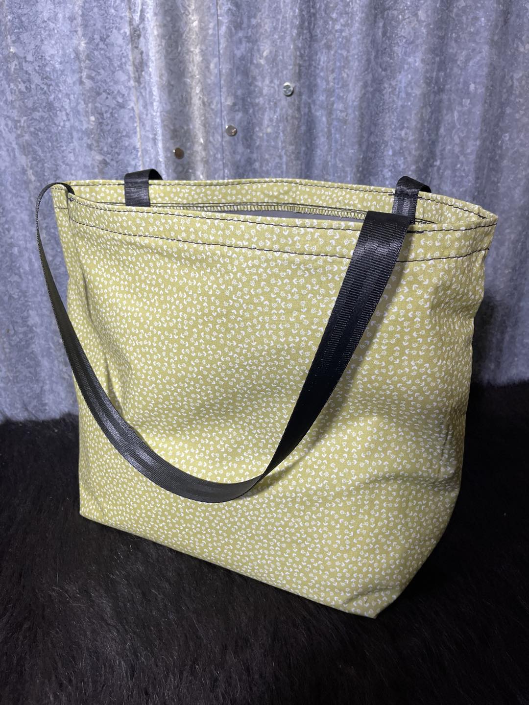 Fabric Shopping bag - (Ready Made) Green floral