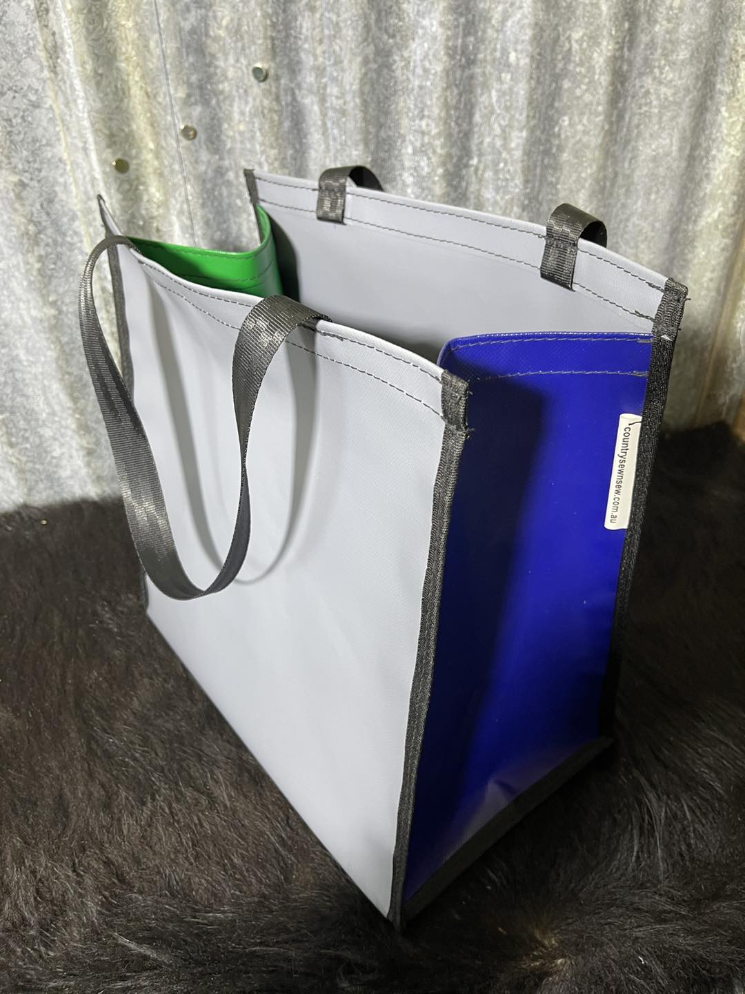 PVC Shopping bag -  Grey, blue, green