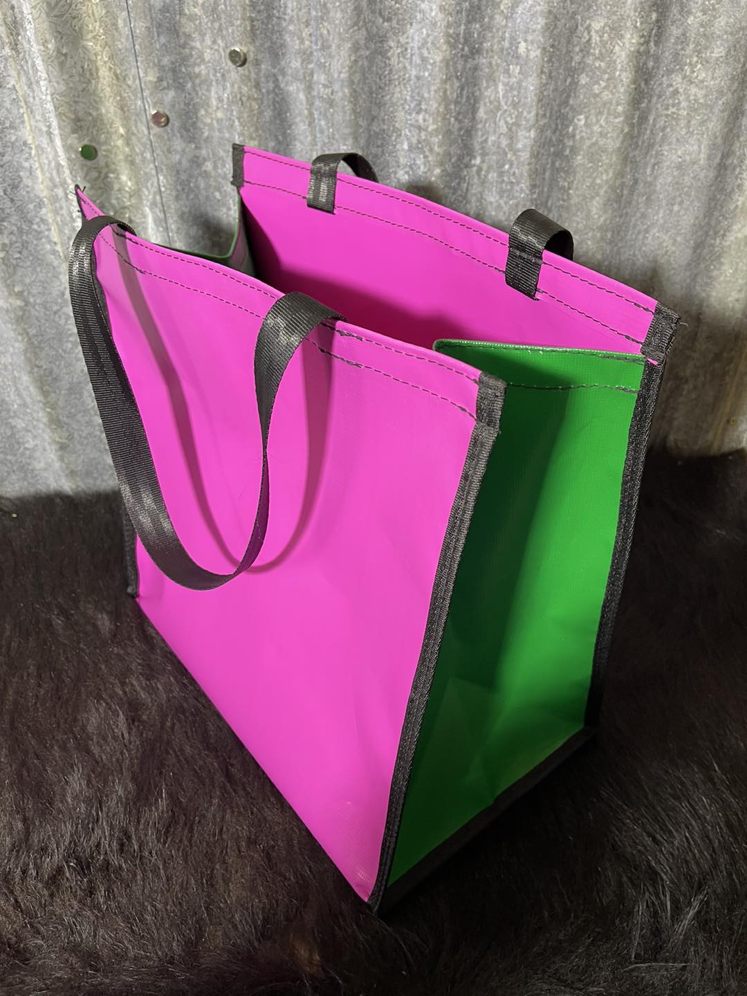 PVC Shopping bag -  Pink, green