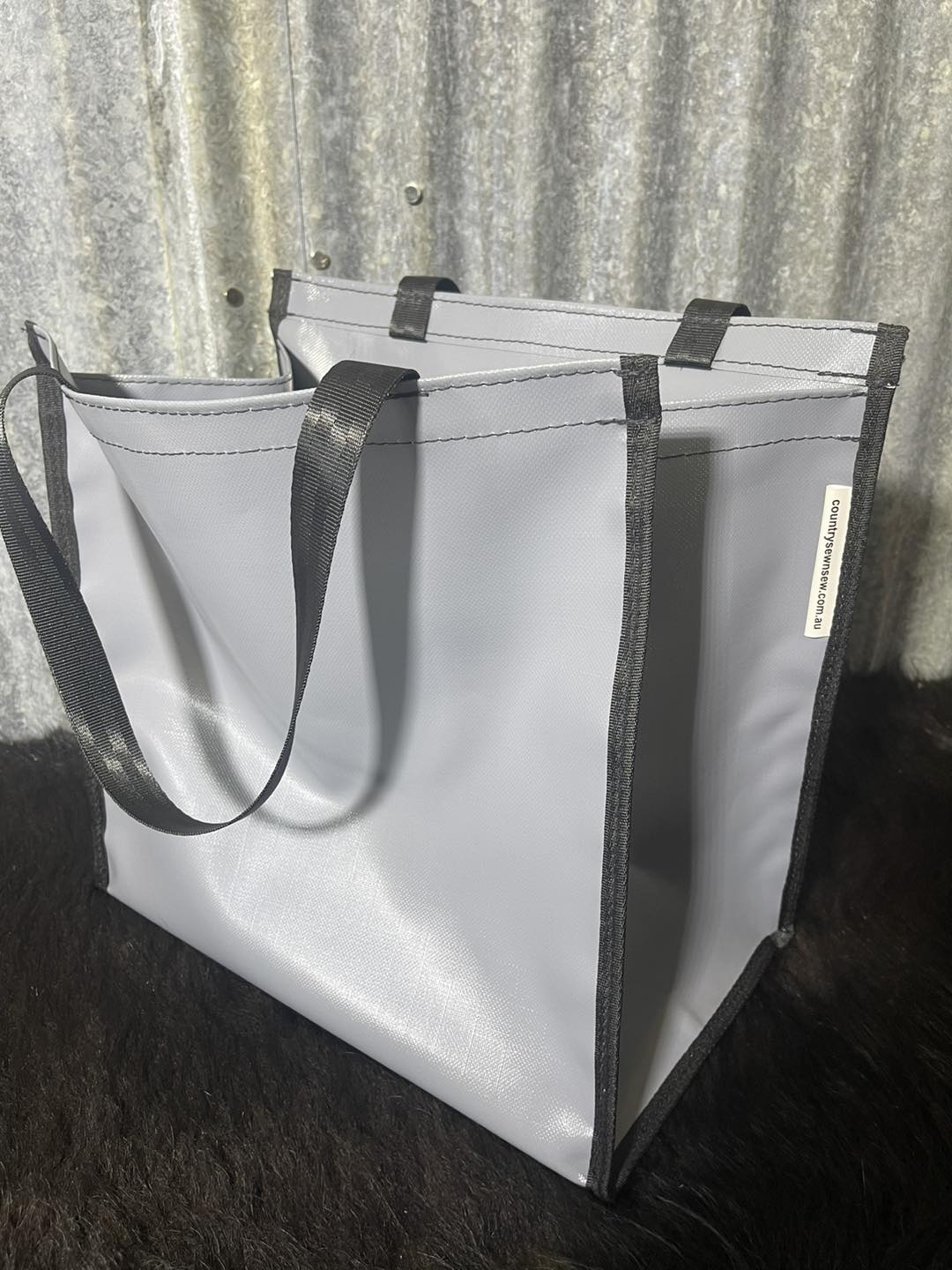 PVC Shopping bag -  (Ready Made) Grey