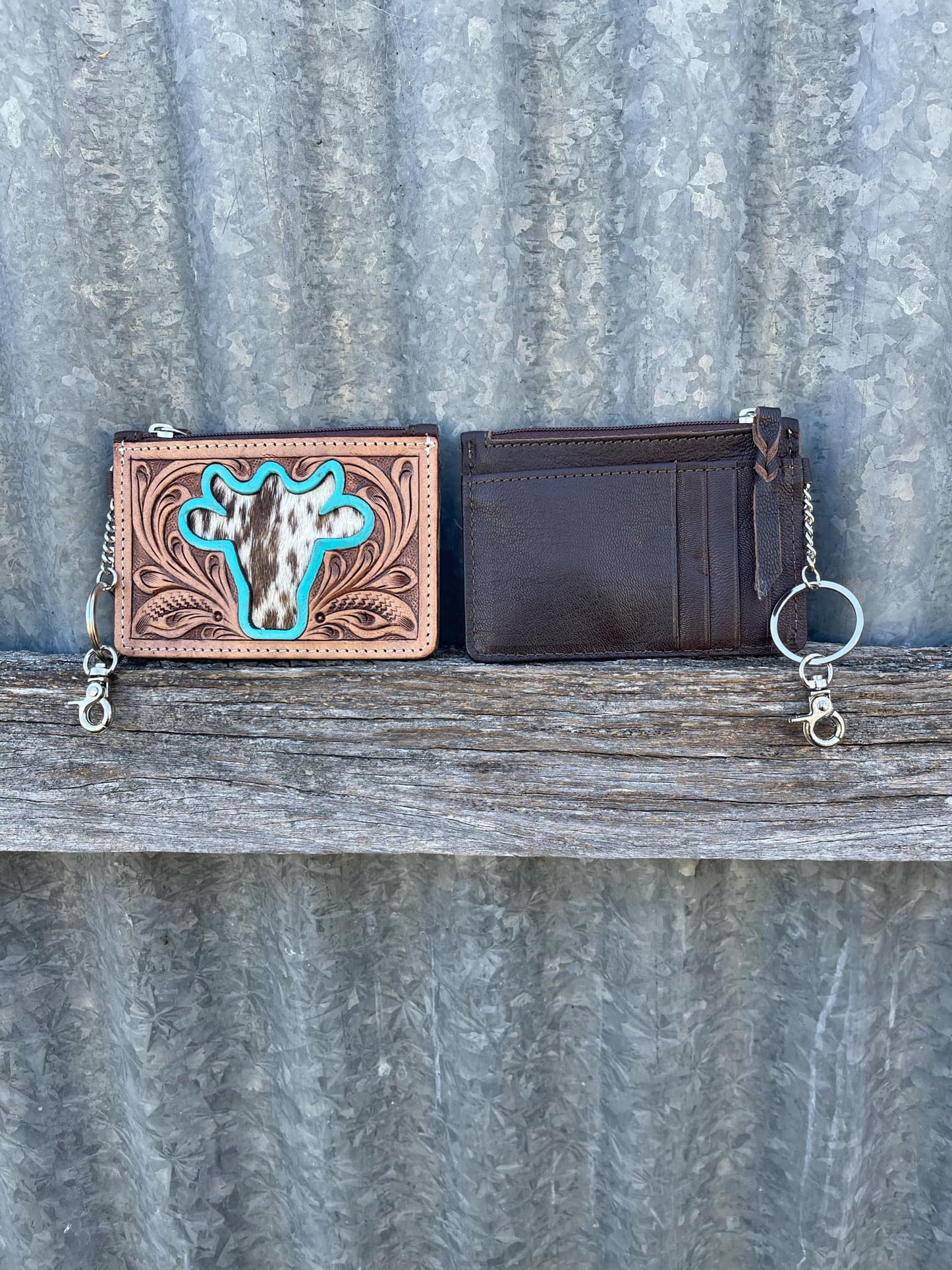 Tooling Leather and Cowhide Key/ Card Case