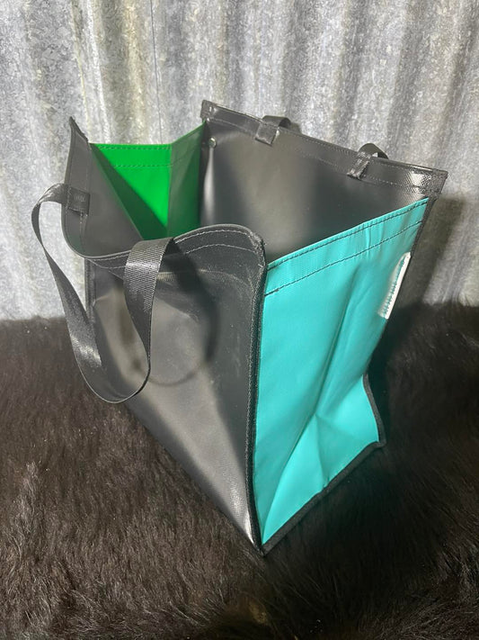 PVC Shopping bag -  (Ready Made) Black, aqua, green