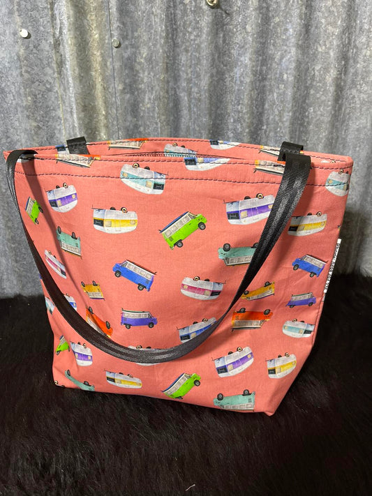 Fabric Shopping bag - (Ready Made) Caravans peach