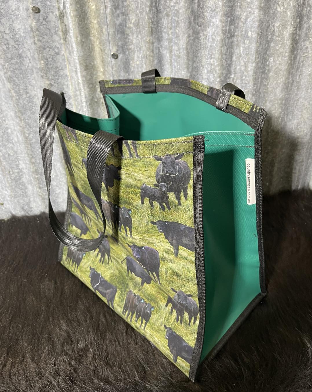 Pvc and fabric shopping bag -  Angus cows