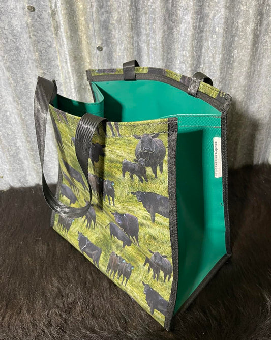 Pvc and fabric shopping bag -  Angus cows