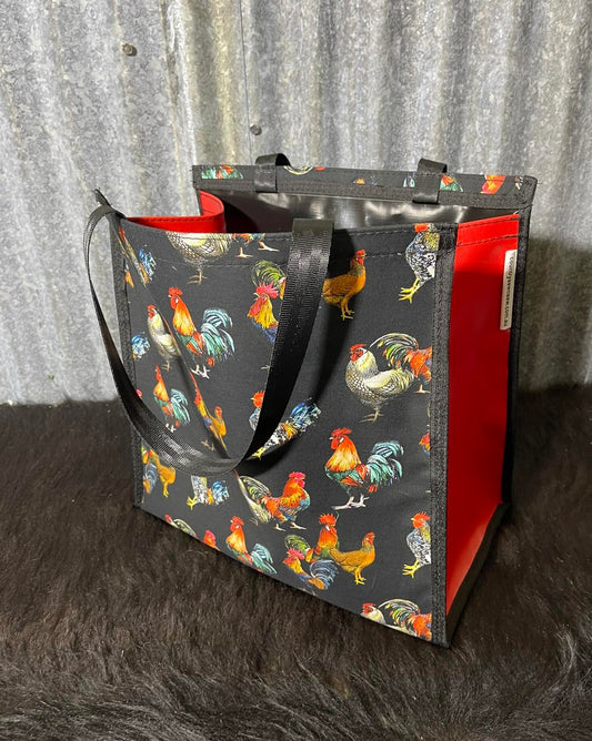 Pvc and fabric shopping bag -  Roosters